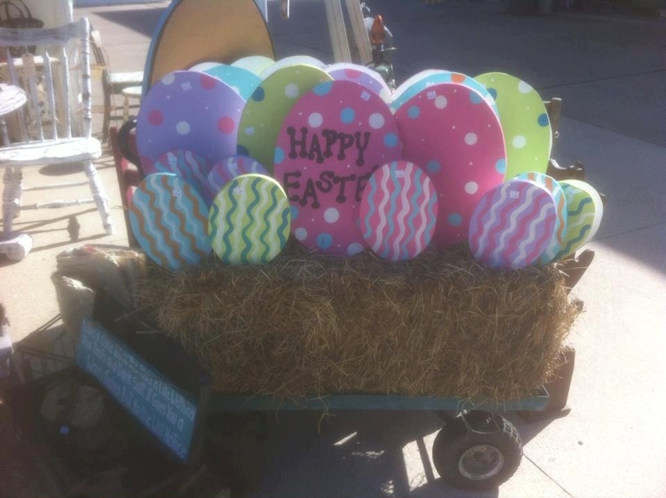 Retro / Hip Large Easter Eggs Wooden Yard Sign / Art
