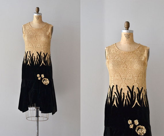 Wish Upon dress velvet and lace 20s dress vintage 1920s
