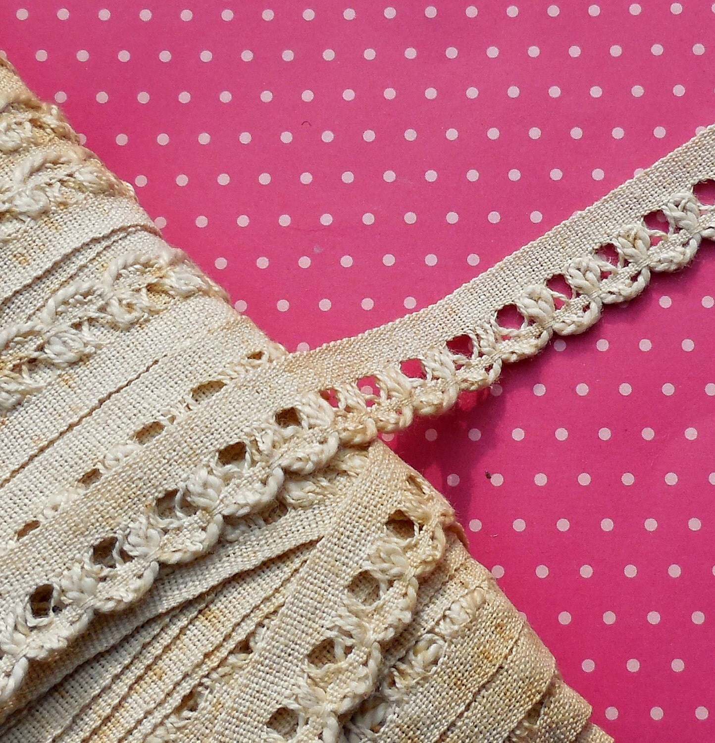 Antique Lace Vintage Lace Trim Woven Scalloped Edge Ecru