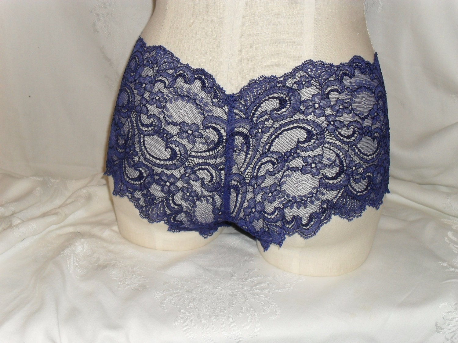 Periwinkle Stretch Lace Cheeky Boy Shorts