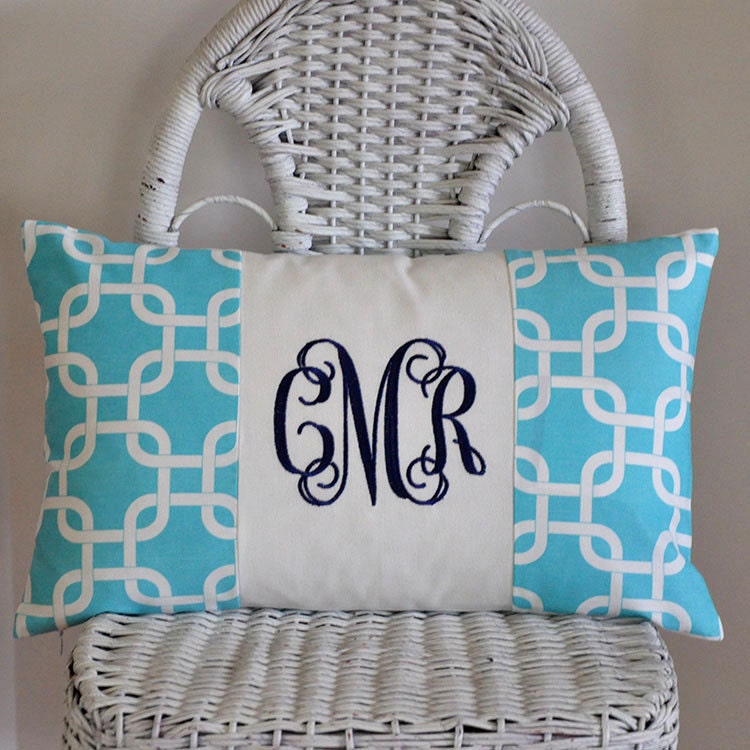 Personalized Lumbar Pillow Cover Monogrammed Dorm Bedding Teen