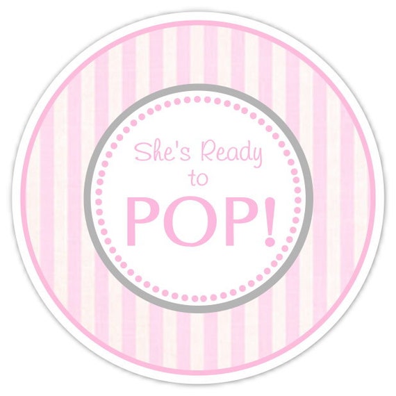 Baby Shower Ready to Pop labels Pink Stripes by delightdesignbiz