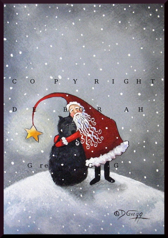 A Hug From Santa A Small Bouvier Santa Christmas Snow PRINT