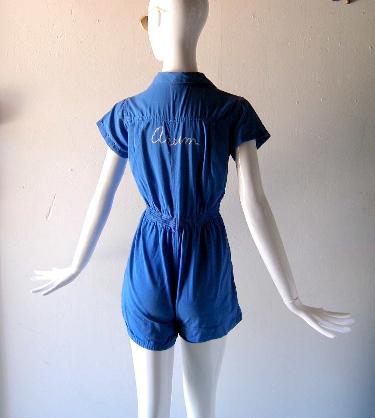 60s girls school gym uniform jumper royal blue cotton Mad