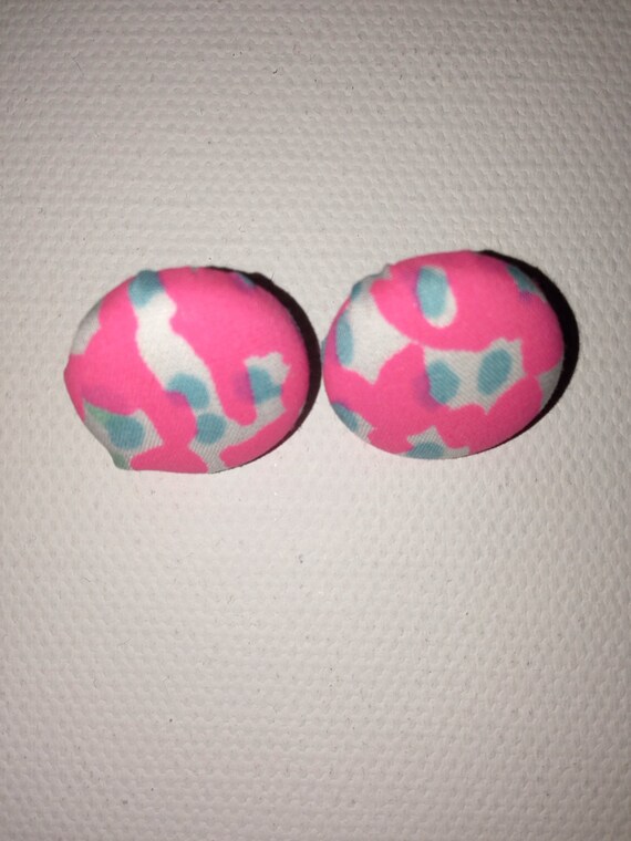 Preppy Earrings Pink Stud Earrings Coverbutton Stud