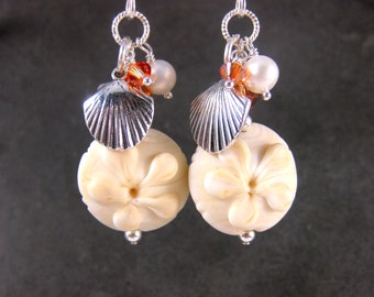 White - Handcrafted Seashell Earrings 63