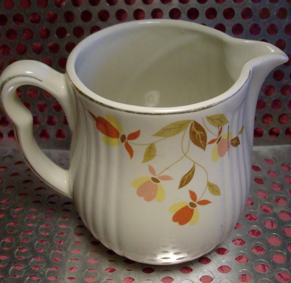 Vintage Hall Pottery 6 Autumn Leaf Jewel Milk Pitcher by crownhill