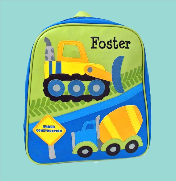 Personalized Child's Stephen Joseph GoGo Backpack CONSTRUCTION Themed Bag