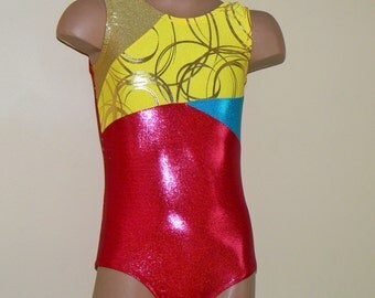 Gymnastics Dance Leotard Red/ Yellow Size 2T- Girls 10