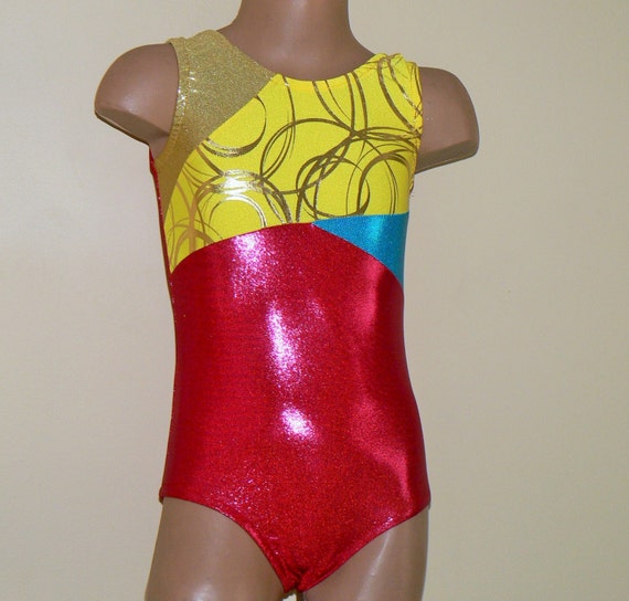 Gymnastics Dance Leotard Red/ Yellow Size 2T Girls 10