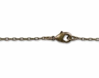 Antiqued Brass Chain Necklace - 16" or 18" Antiqued Fine Cable Chain