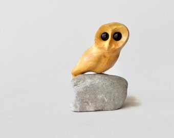 owl wood carving,  hand carved bird,  owl decor, owl art, teacher gift,  hibou