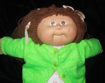 Lime Green Hand Knitted Sweater for 16in Cabbage Patch Kids Dolls Spring Sweater