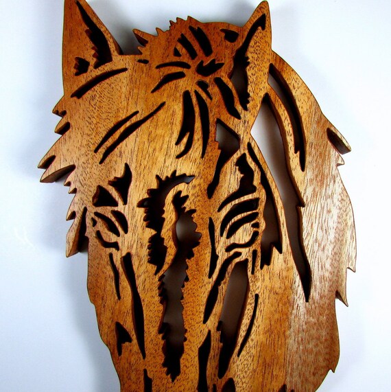 Horse Head Silhouette / Mahogany Wood / Wall Hanging