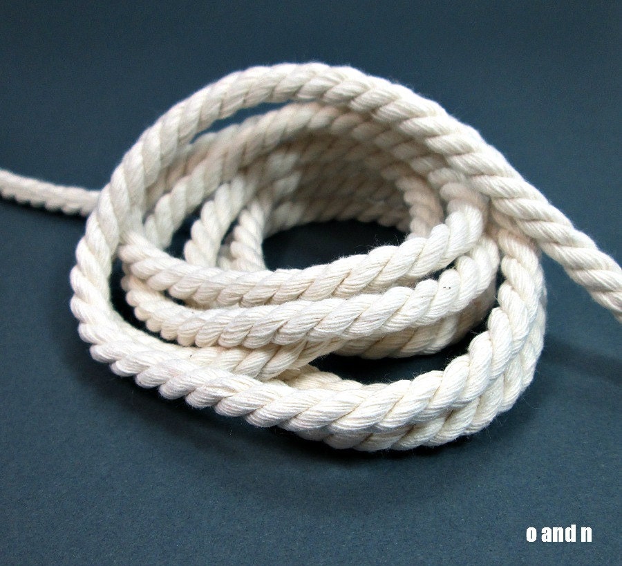 Twisted cotton cord 6 mm white 2 meters