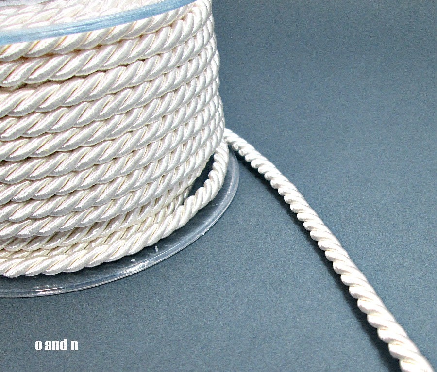 Twisted silk cord 5mm white satin rope 2 meters