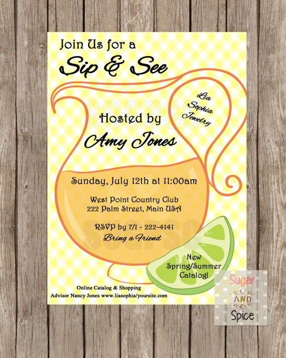 Sip and See Party Invitation Summer Party by SugarSpiceInvitation