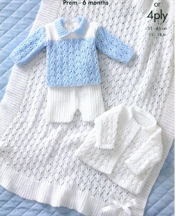Baby Knitting PATTERN Jacket Shawl Sweater and Shorts