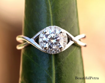 14k white gold diamond engagement ring halo by beautiful petra