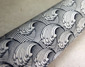 Crashing Wave Pattern Lotka Wrapping Paper Holiday Gift Wrap 3 sheets Black Print paper