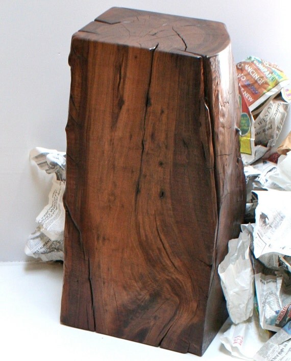 Walnut Pedestal Display Art Wood Timber Block Stand Table