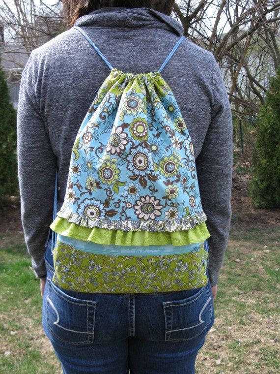 Backpack Sewing Pattern Drawstring Backpack Easy by KathieSewHappy