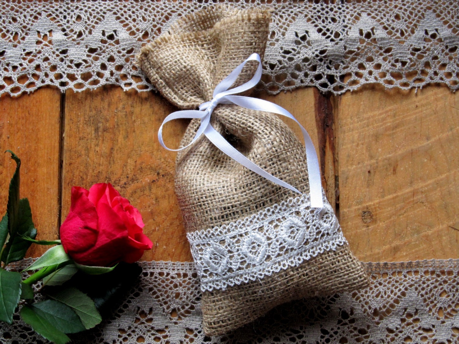Burlap Linen Favor Bag Burlap Wedding Sachet Small Gift Bag