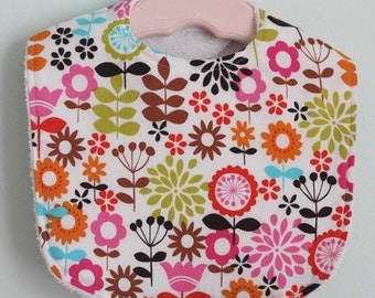 The Dressy Drooler Bib in Multi color floral on white