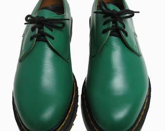 Vintage Mens Dr Martens Shoes Green Leather DMs Doc Martens Gibson Shoes From England Mns US Size 7 1/2