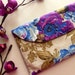 Cottage Garden - Cotton Clutch Violet Purple Roses pouch Clutch Wedding Bridesmaid Gift