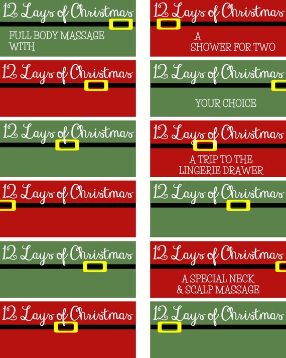 12 Lays Of Christmas Naughty Coupons For Him Her