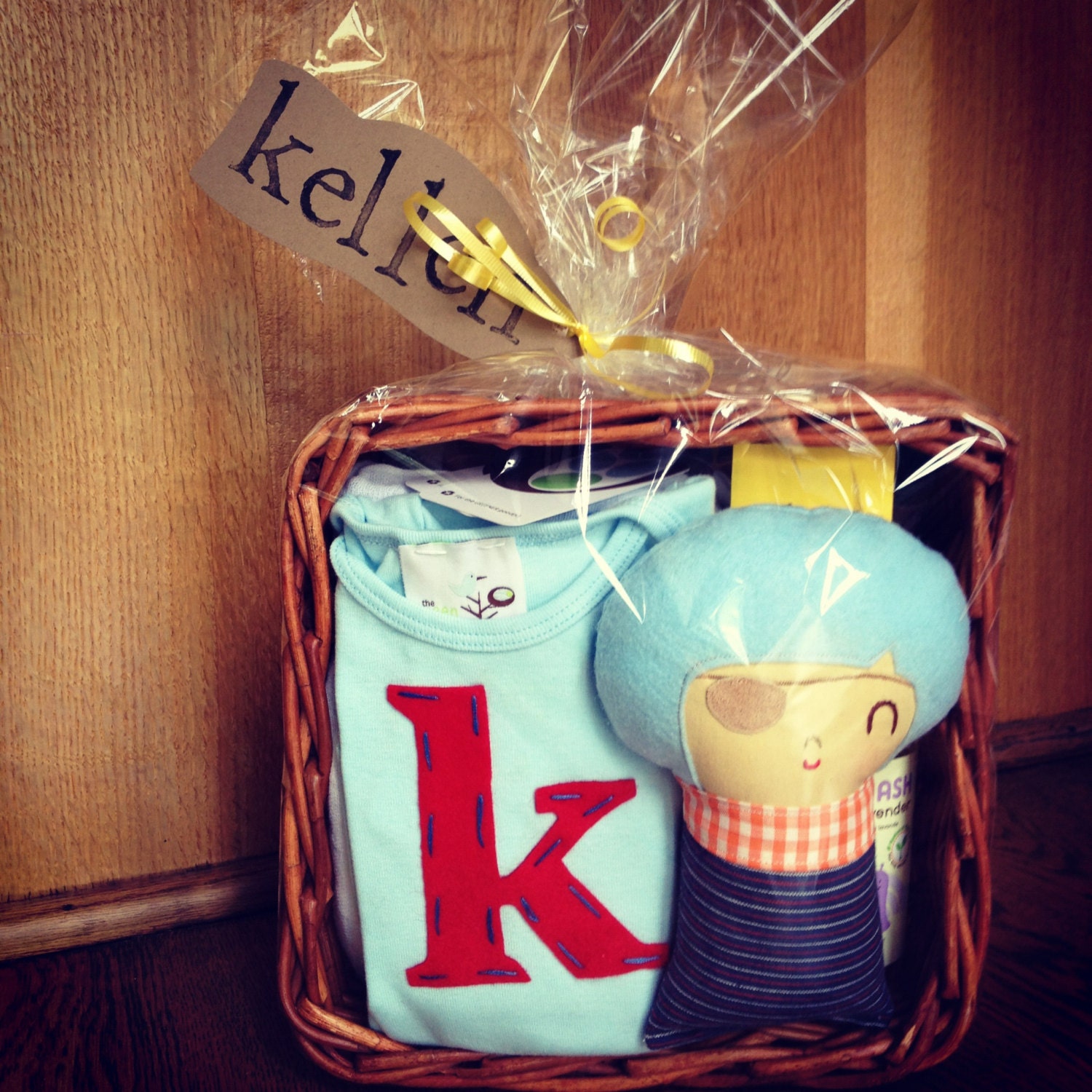 PERSONALIZED Baby Gift basket / Baby shower gift by TheGreenEgg