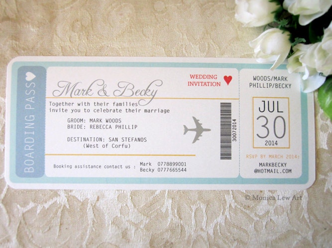 Sample Invite – Plane Ticket Destination Wedding Invitation ...