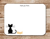 Set of 12 Cat Note Cards, Notecards | Personalized Stationery | Black Cat or Choose Your Color Il_170x135