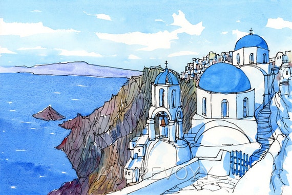 Santorini Oia 5th Greece art print from an original