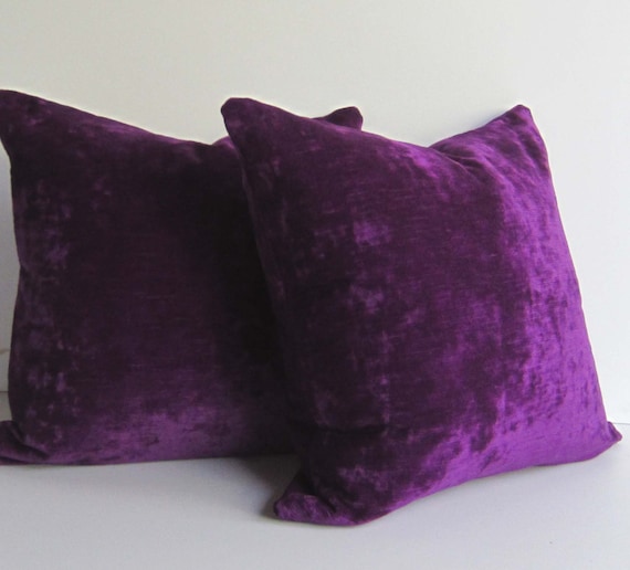 Set of Two Purple Velvet pillows Decorative Pillow Covers