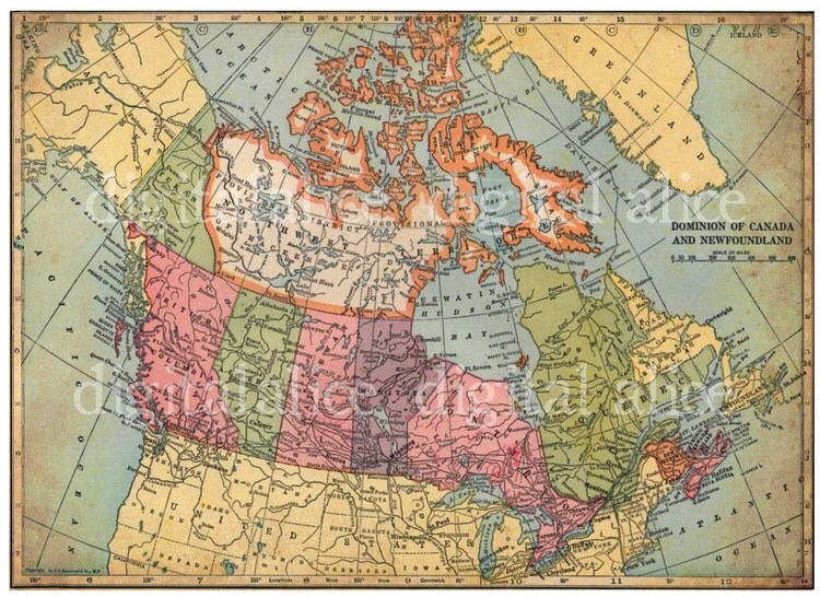 VINTAGE 1938 CANADA MAP Canadian Instant Download by DigitalAlice