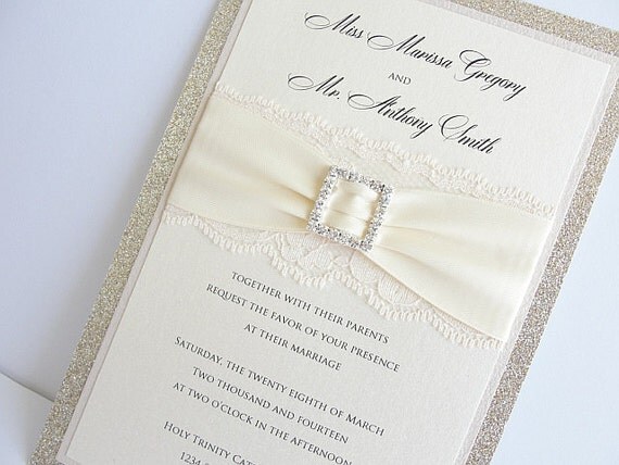 Glitter Invite Wedding Invitation Elegant Wedding