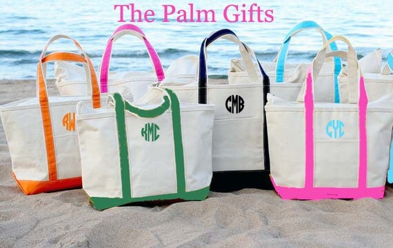 Canvas Beach Tote Bags- Monogrammed Beach Bag from The Palm Gifts ...