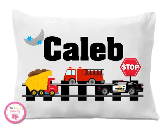 Transportation Pillow Case , Fire Truck, Police Car , Dump Truck Pillow Case Il_570xn