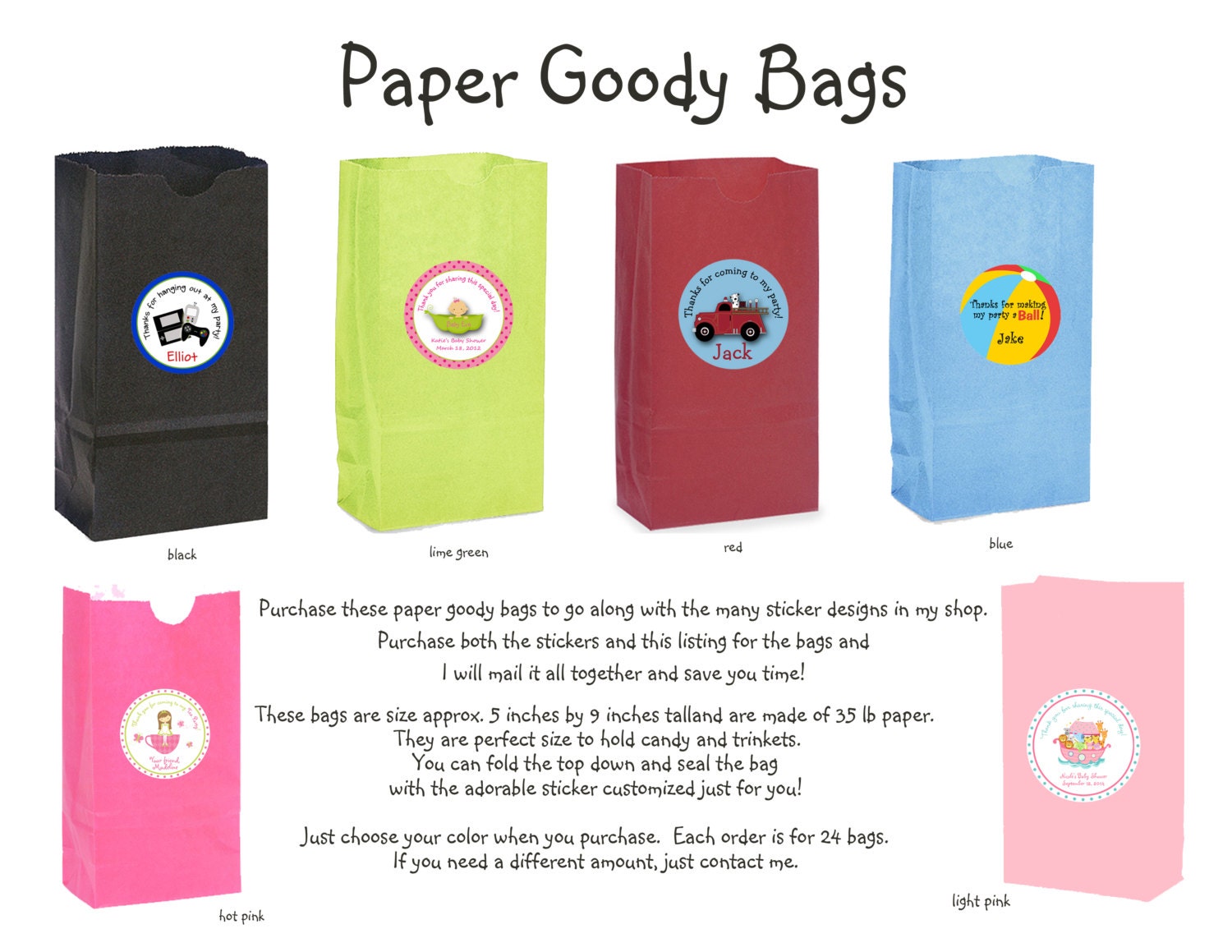Goody Bags Paper Goody Bags Favor bags Set of 24 bags