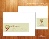 Christmas Wreath Monogram Wrap Around Address Labels - Wedding, Baby Shower, Christmas, Holidays Instand Download PDF Il_170x135