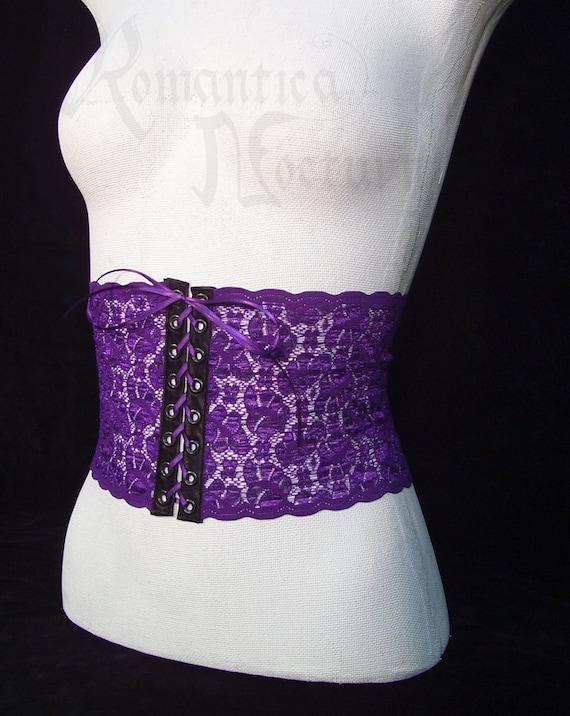 Lace belt, faux waist-cinch with corset lacing - Made to your measurements by RomanticaNocturnis steampunk buy now online