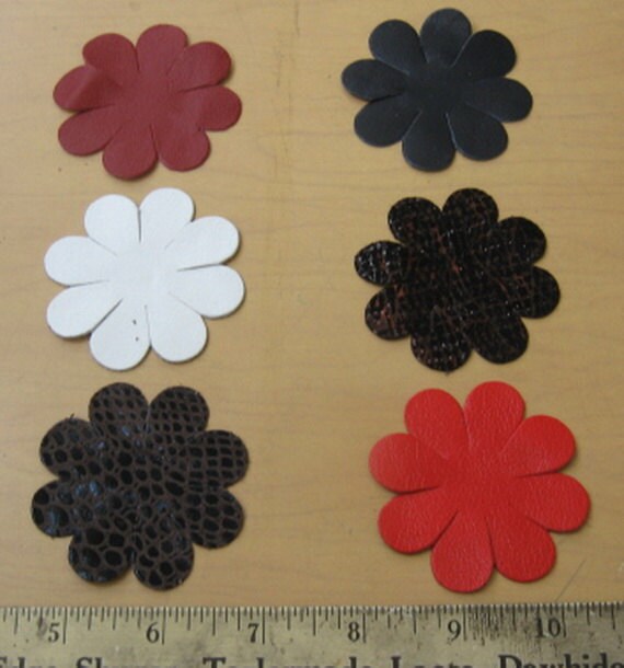 Leather die cut flower shapes by Leatherstripper on Etsy