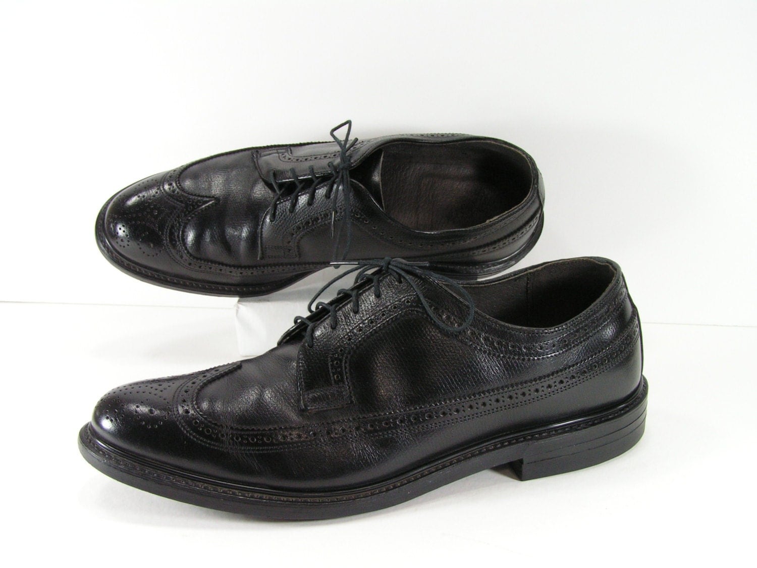 wingtip dress shoes mens 11 D black oxford brogue leather