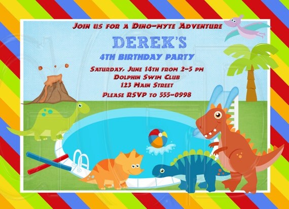 Dinosaur Pool Party Invitations 5