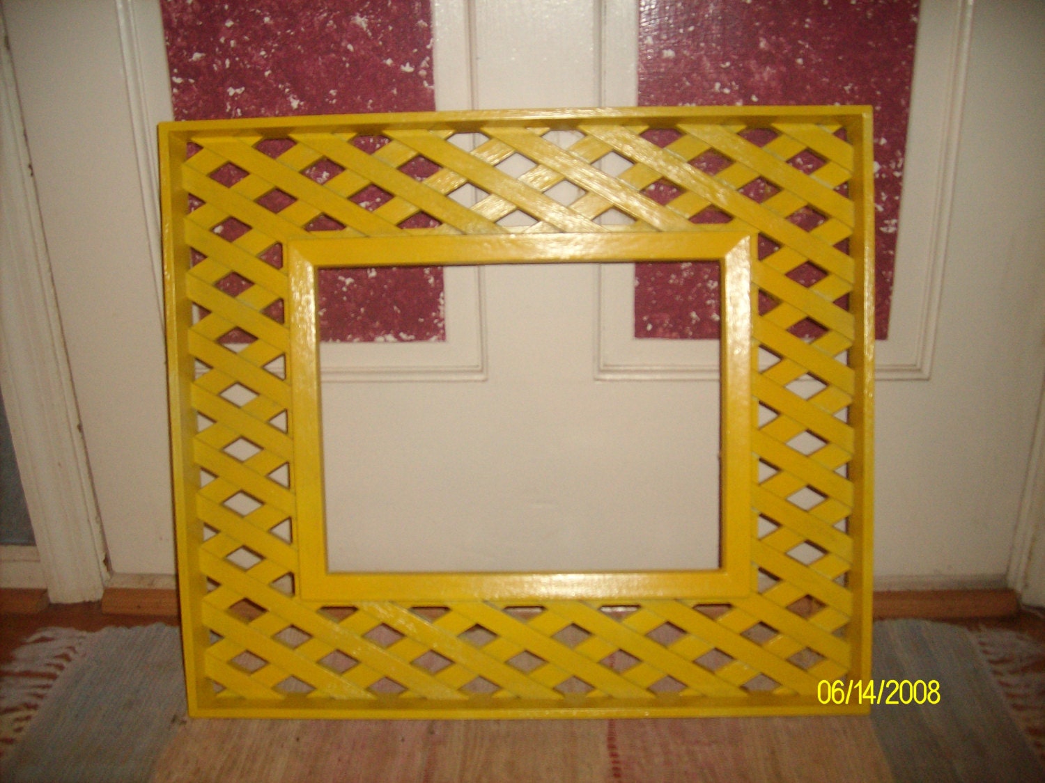 Large Yellow Painted Plastic Lattice 19 x 22 by ManateeByTheSea