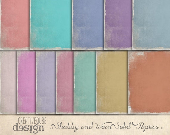 Shabby and worn SOLIDS, Digital Paper Pack, 12" x 12" for Background, Scrapbooking, blogs, websites