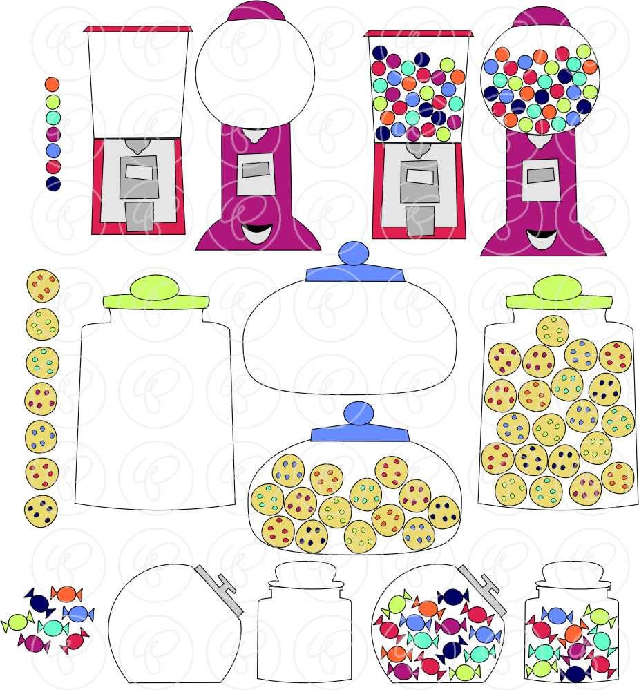 Counting Sweets Candy Gumball & Cookie Clipart Set 300 dpi
