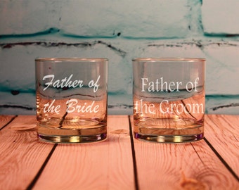 Father of the Bride or Father of the Groom Engraved Old Fashioned Glass